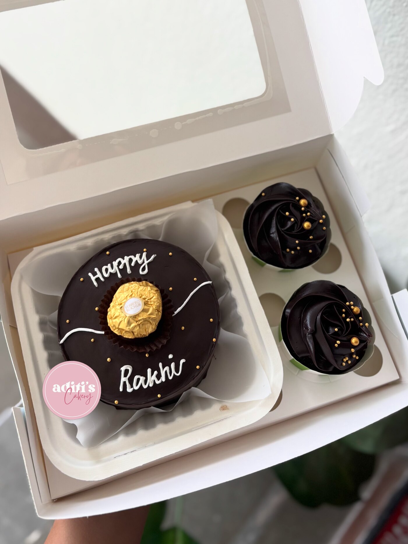 Festive cupcakes in a gift box