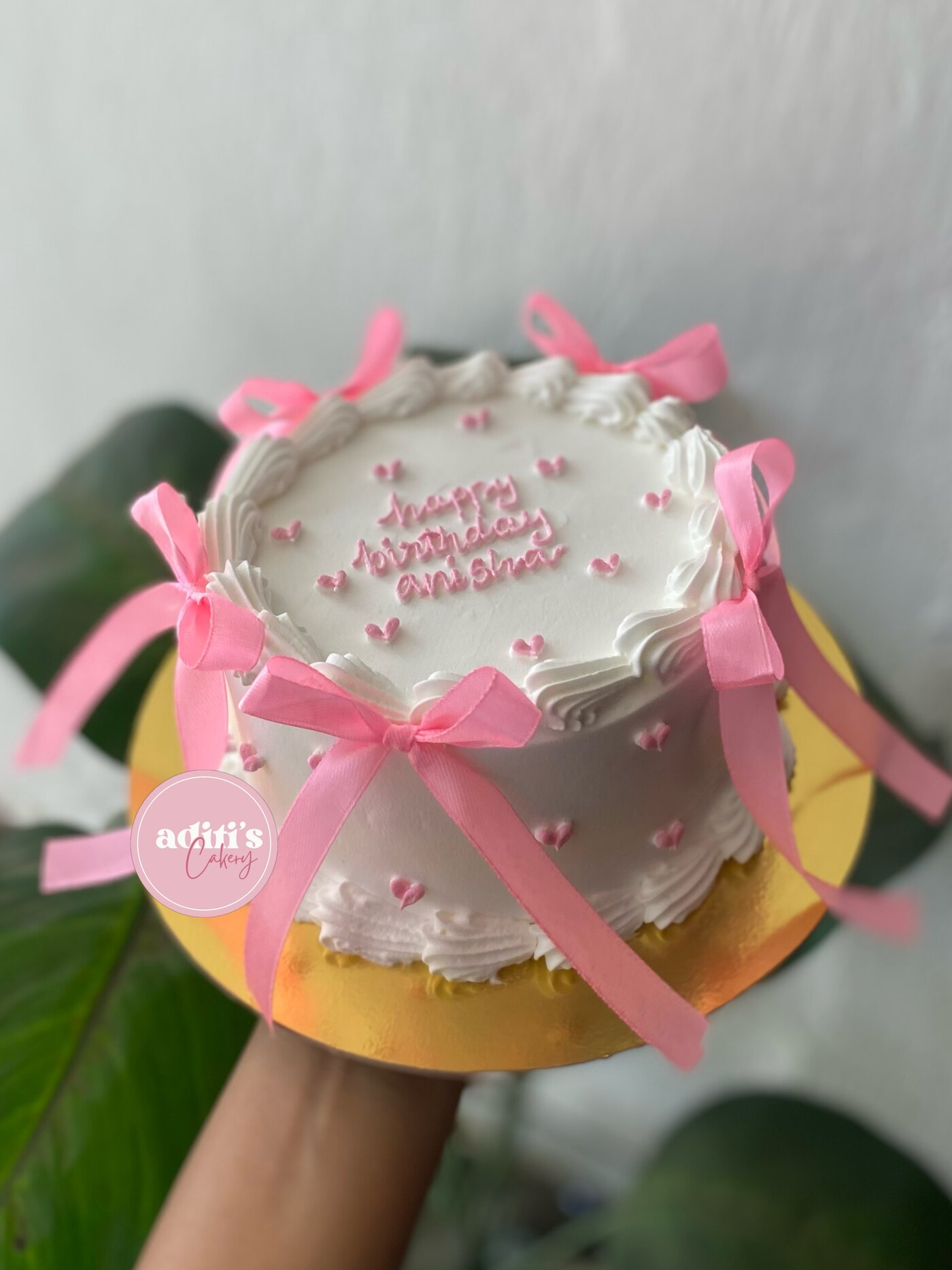 Pink bow coquette cake